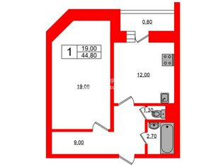 1-комн. кв. 44.8 м² 7/16 этаж