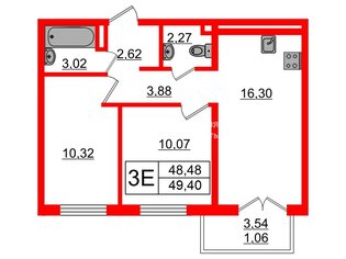 2-комн. кв. 49.4 м² 11/12 этаж