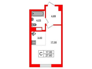 Студия 27.6 м² 4/5 этаж