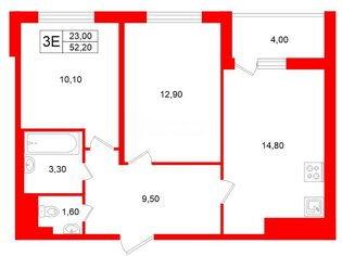2-комн. кв. 53.73 м² 5/12 этаж