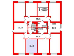 Комната 13.1 м² в 8-комн. кв. 2/10 этаж