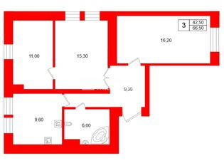 3-комн. кв. 66.5 м² 1/7 этаж
