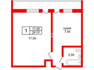  Квартира 28.5 кв.м. у метро Купчино