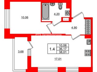 1-комн. кв. 36.17 м² 7/11 этаж