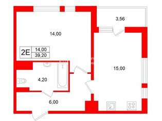 1-комн. кв. 39.2 м² 5/12 этаж