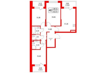 3-комн. кв. 82.23 м² 2/4 этаж