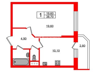 1-комн. кв. 38.7 м² 15/16 этаж