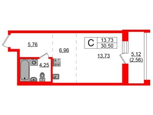 Студия 30.5 м² 13/16 этаж