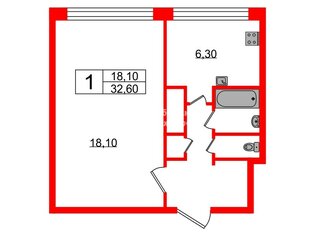 1-комн. кв. 32.6 м² 1/9 этаж