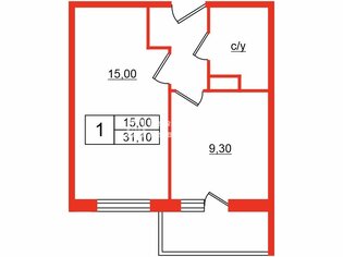 1-комн. кв. 31.5 м² 16/20 этаж