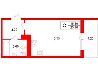 Студия 23.2 м² 3/18 этаж