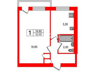  Квартира 30.8 кв.м. у метро Академическая