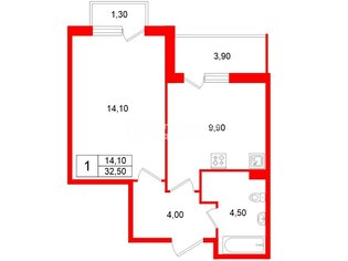  Квартира 32.5 кв.м.