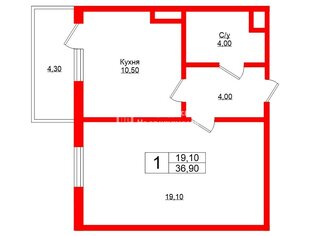 1-комн. кв. 36.9 м² 8/25 этаж