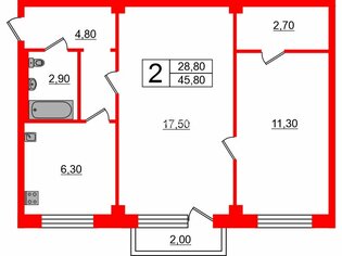 2-комн. кв. 45.8 м² 4/5 этаж