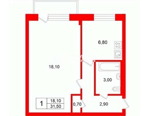 1-комн. кв. 31.5 м² 3/5 этаж