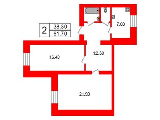 2-комн. кв. 61.7 м² 1/5 этаж