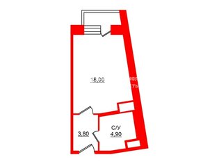 Студия 26.5 м² 19/20 этаж