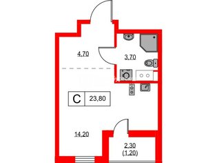 Студия 23.8 м² 3/12 этаж
