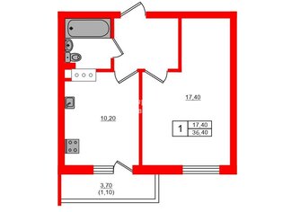 1-комн. кв. 36.4 м² 2/24 этаж