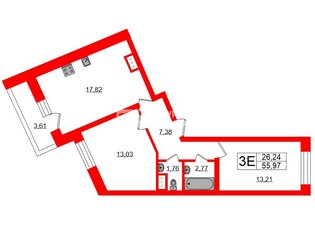 2-комн. кв. 55.97 м² 21/24 этаж