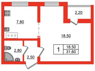 1-комн. кв. 31.6 м² 7/25 этаж