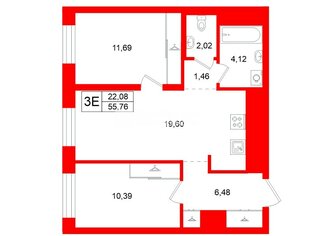 2-комн. кв. 55.76 м² 9/10 этаж