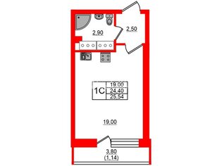 Студия 25.54 м² 8/25 этаж