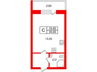 Студия 20.4 м² 15/17 этаж