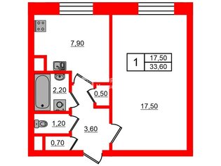 1-комн. кв. 33.6 м² 2/9 этаж