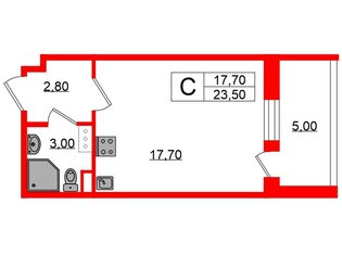 Студия 23.5 м² 2/5 этаж