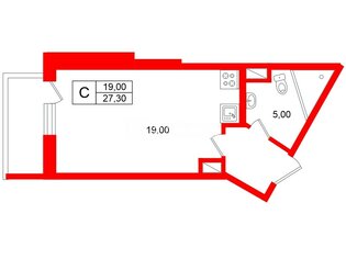  Студия 27.3 кв.м. у метро Беговая