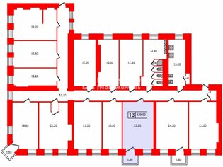 Комната 23.8 м² в 13-комн. кв. 2/4 этаж