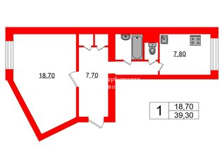 1-комн. кв. 39.3 м² 6/9 этаж