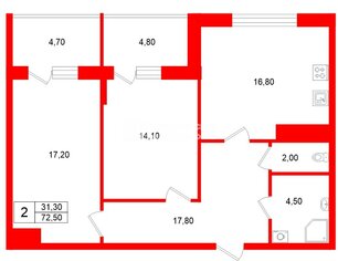 2-комн. кв. 72.5 м² 4/6 этаж