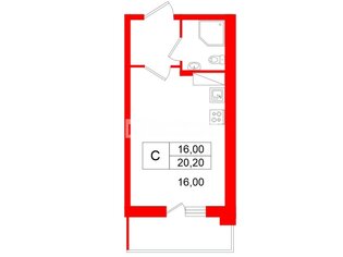 Студия 20.2 м² 7/20 этаж
