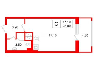 Студия 23.8 м² 12/12 этаж