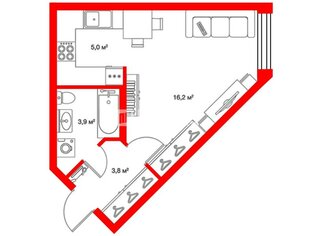 Студия 29.8 м² 21/22 этаж