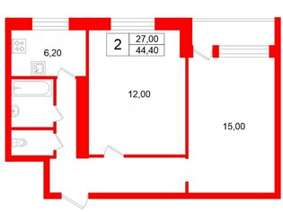 2-комн. кв. 44.4 м² 9/9 этаж