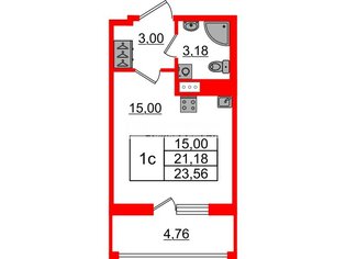 Студия 21.18 м² 7/12 этаж