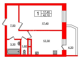  Квартира 42.1 кв.м. у метро Беговая