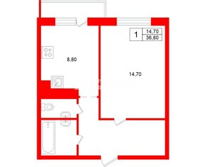 1-комн. кв. 36.8 м² 1/5 этаж