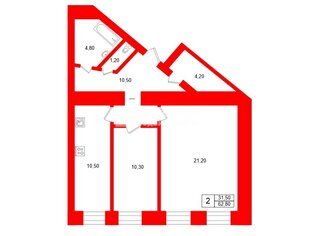 2-комн. кв. 62.8 м² 2/5 этаж