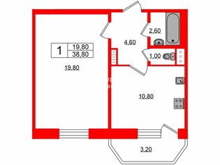 1-комн. кв. 38.8 м² 17/17 этаж