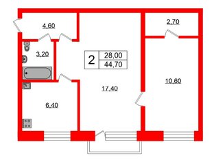 2-комн. кв. 44.7 м² 3/5 этаж