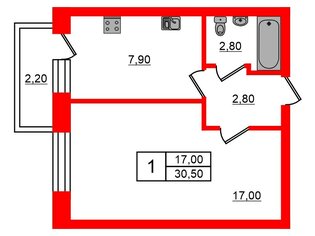 1-комн. кв. 30.5 м² 6/6 этаж