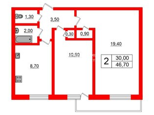 2-комн. кв. 47 м² 4/9 этаж