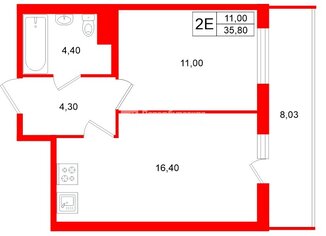 1-комн. кв. 35.8 м² 17/19 этаж
