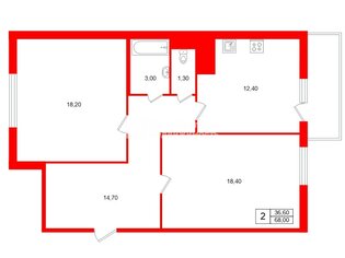 2-комн. кв. 68 м² 8/12 этаж