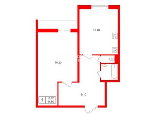 1-комн. кв. 41.8 м² 2/10 этаж
